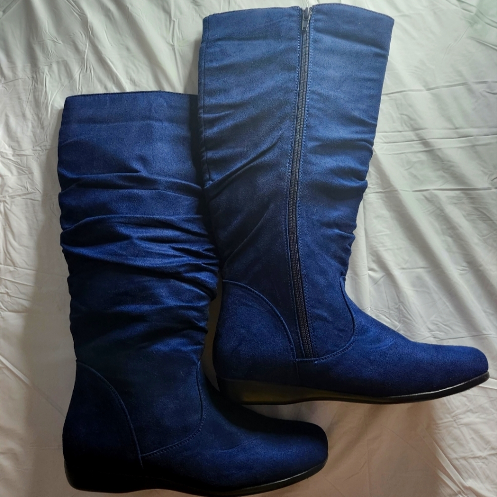 Navy Blue suede boots